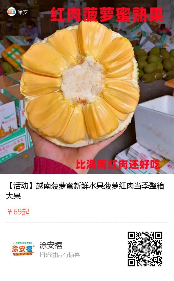 南沙团 涂安禧 【活动】越南菠萝蜜新鲜水果菠萝红肉当季整箱大果